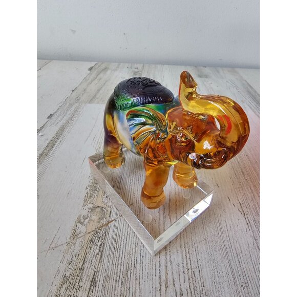 Kalifano elephant carved crystal statue figurine new unique good luck decor - Picture 5 of 10